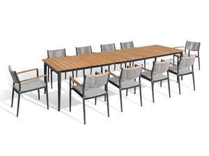 SIMPO Timmi-Axis 11-Piece Outdoor Extendable Dining Setting