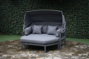 Aluminium outdoor daybed in charcoal