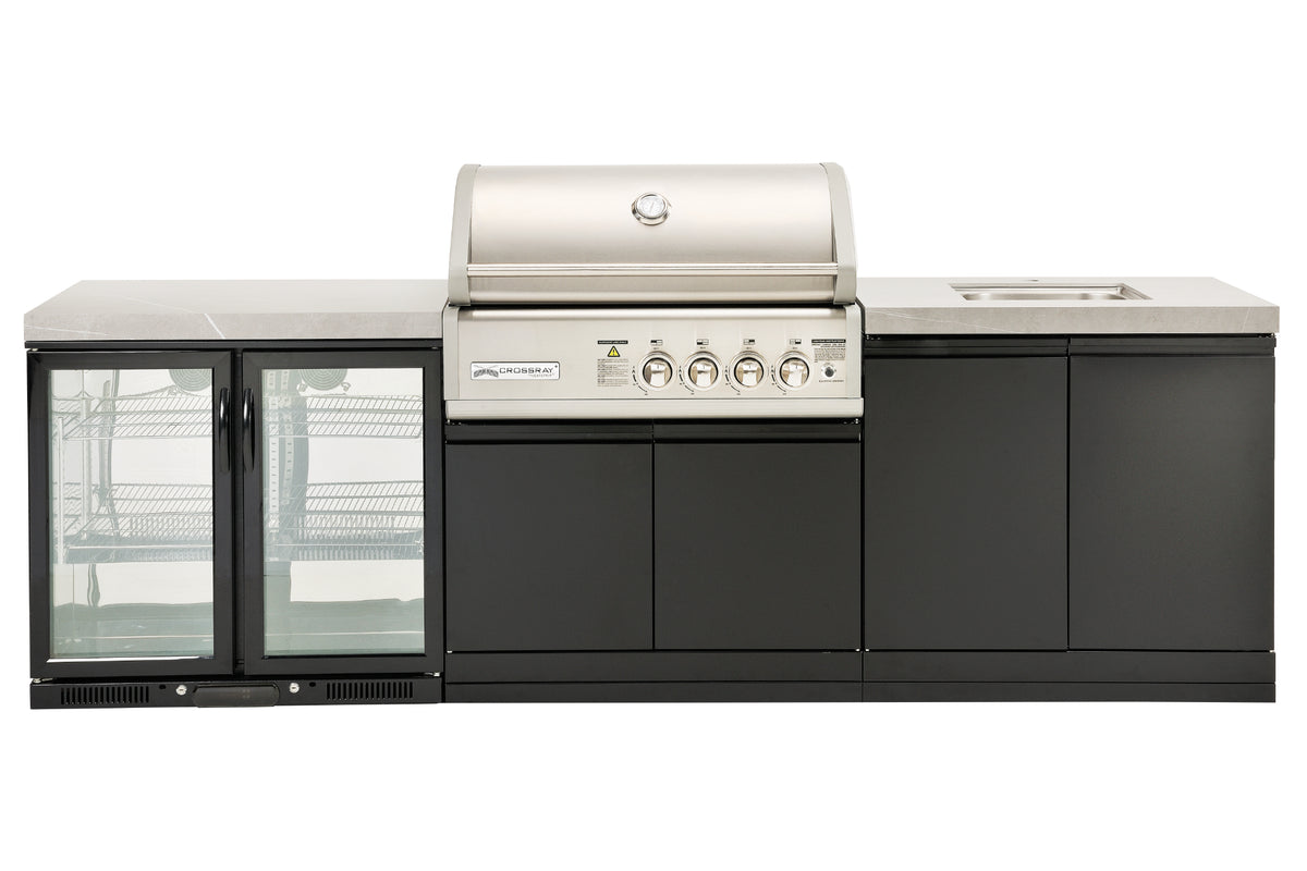 CROSSRAY Compact XPlor 4-Burner BBQ Outdoor Kitchen — Stainless Steel ...