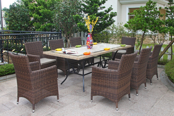 Stone outdoor table with chairs