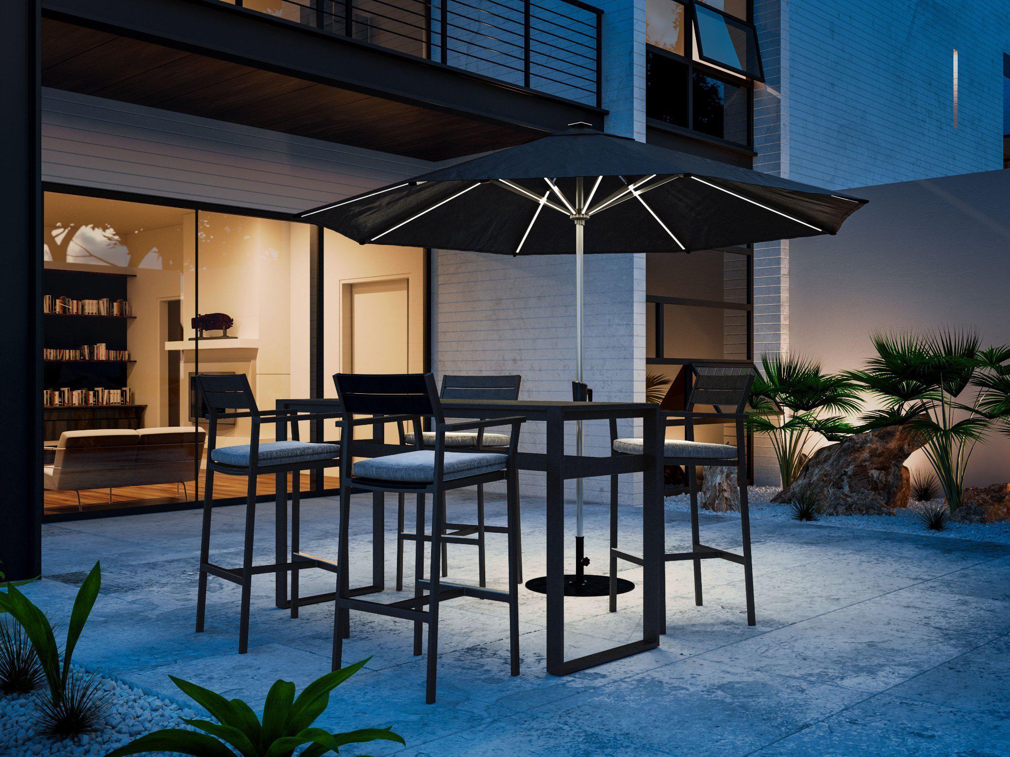 Coolaroo Bondi 3m Round LED Market Umbrella — Black