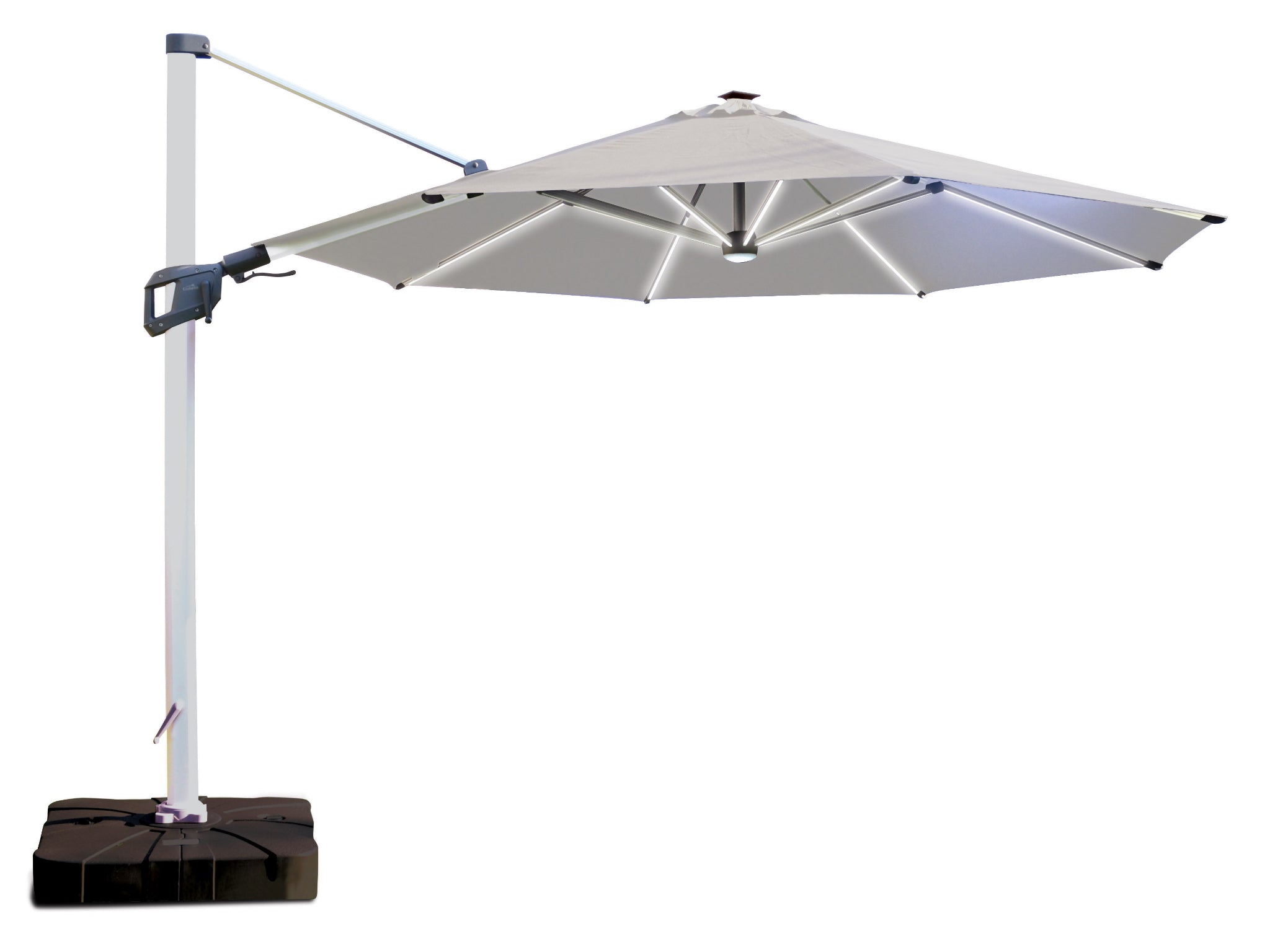 Coolaroo Brighton 3.5m Round LED Cantilever Umbrella — Steel