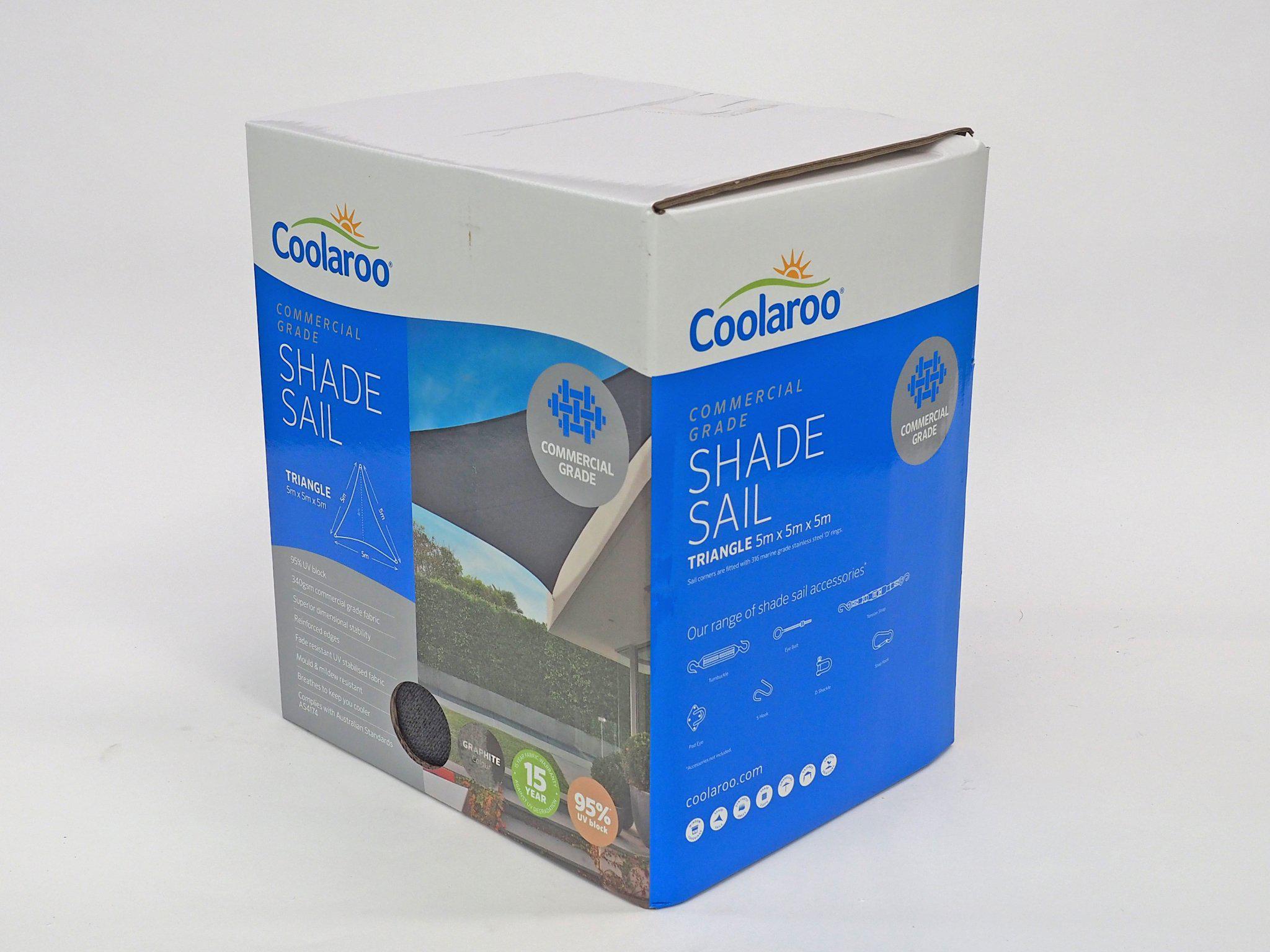 Coolaroo Commercial Grade 5m Triangle Shade Sail — Graphite