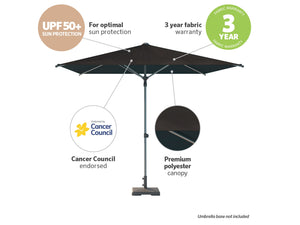 Coolaroo Torquay 2.7m Square Market Umbrella — Charcoal