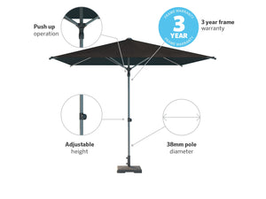 Coolaroo Torquay 2.7m Square Market Umbrella — Charcoal